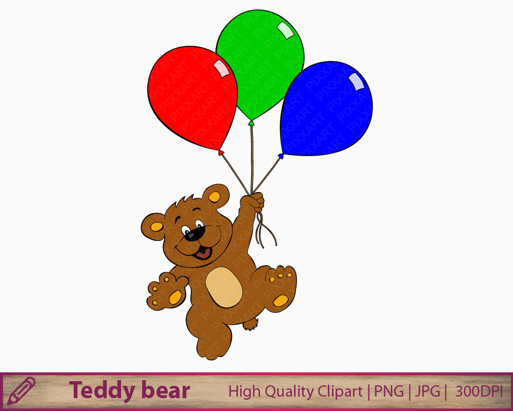 1000x800 Bear Balloons Clipart, Cute Teddy Bear Clip Art, Card Making.