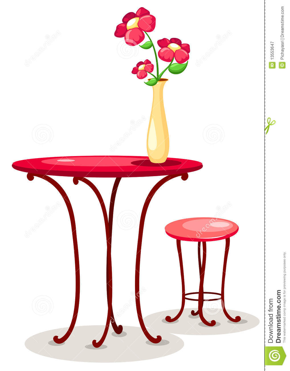 Столик с цветами на прозрачном фоне