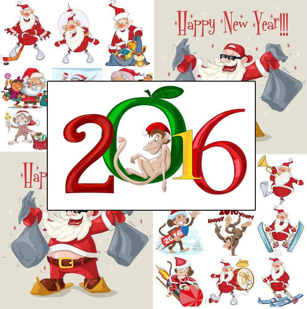 996x1003 Download Free Clip art vector Happy New Year 2016 monkey year