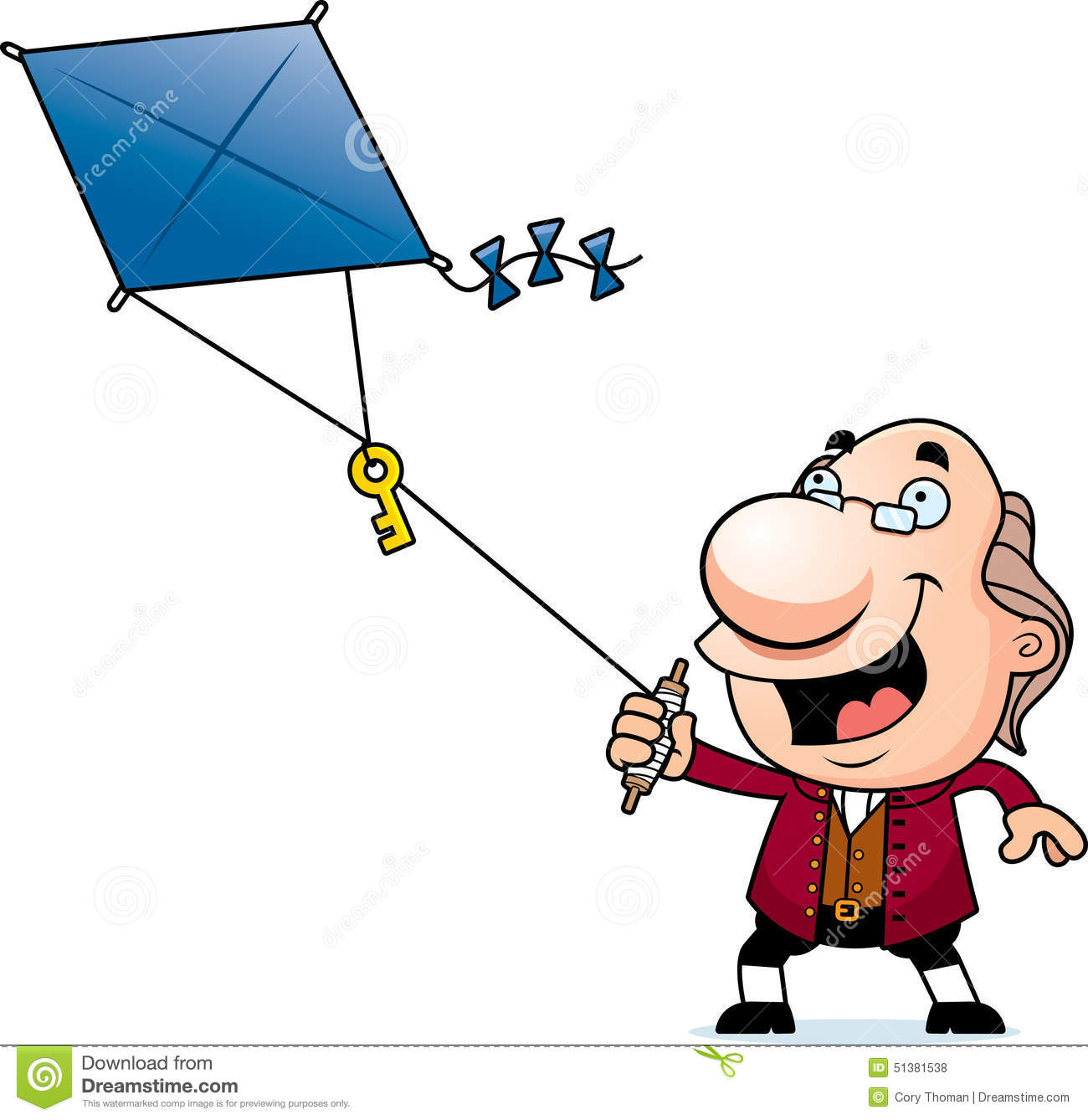 franklin lightening kite clipart