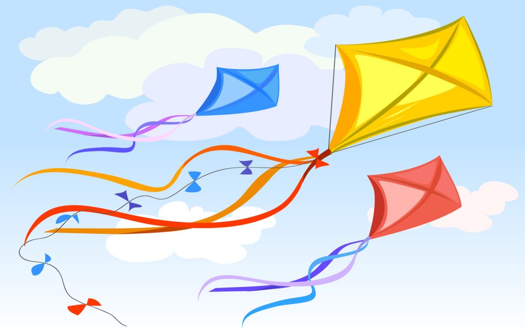 rainbow column kite cartoon