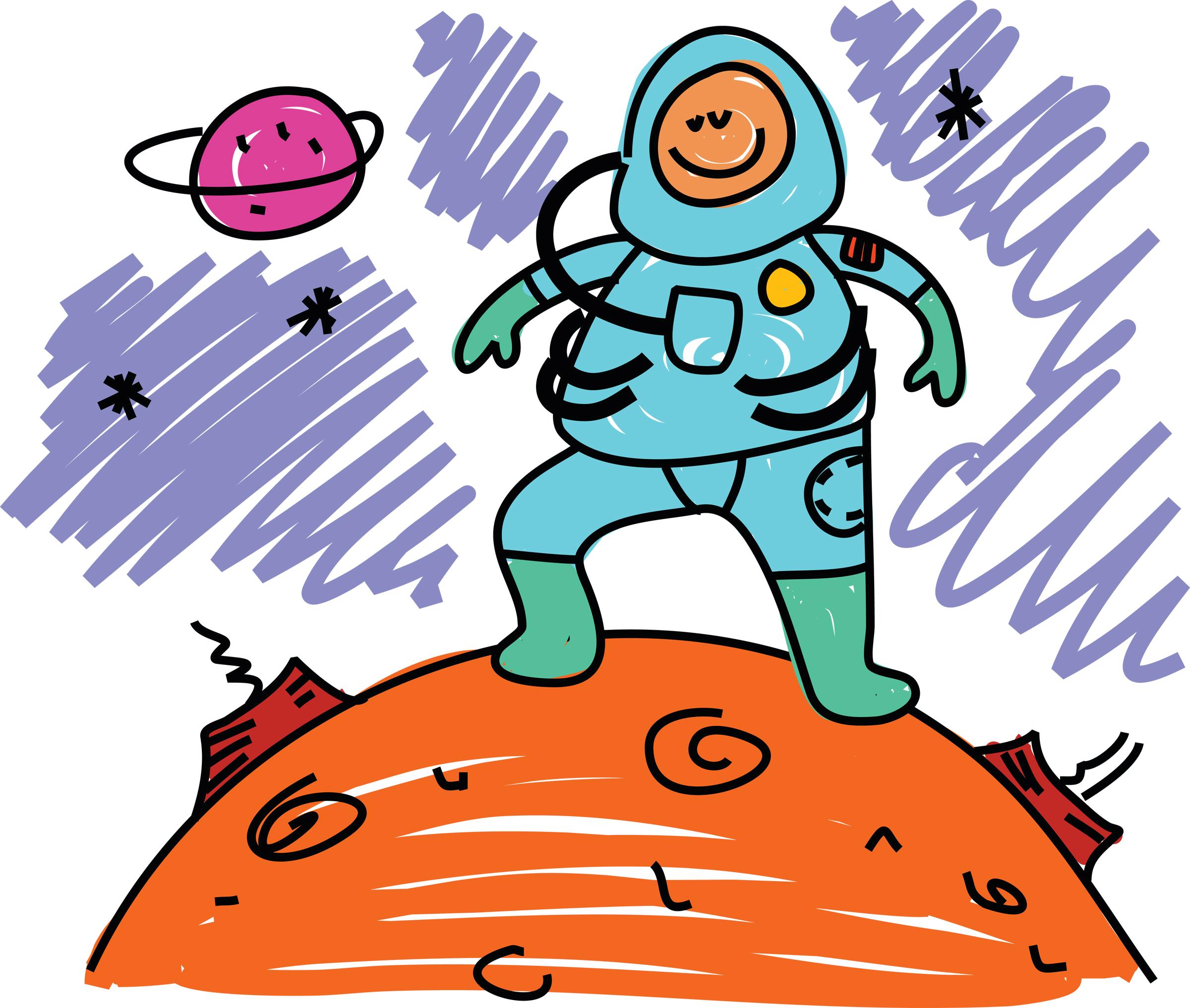 Космонавт на Марсе рисунок для детей