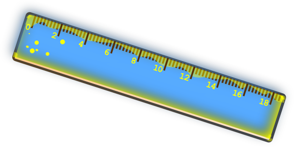 Set of three rulers. Rulers with inches and centimeters double