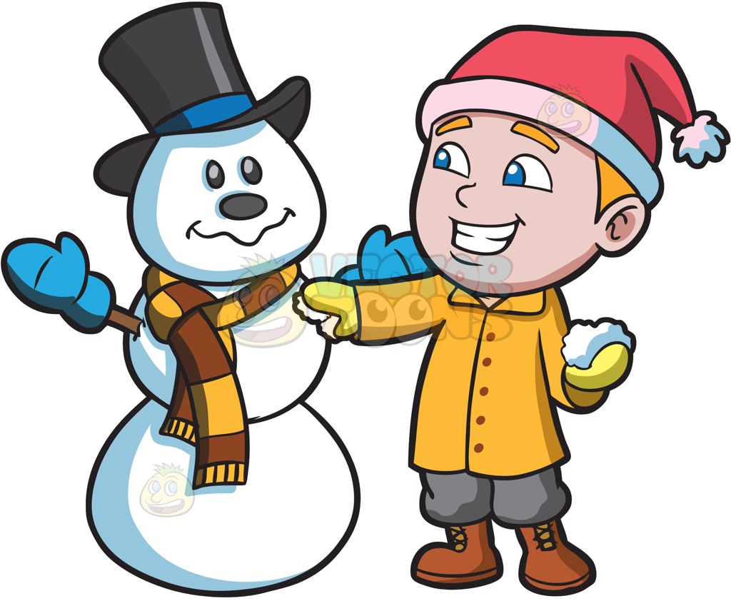 1024x842 A Boy Patching Up A Snowman Cartoon Clipart.