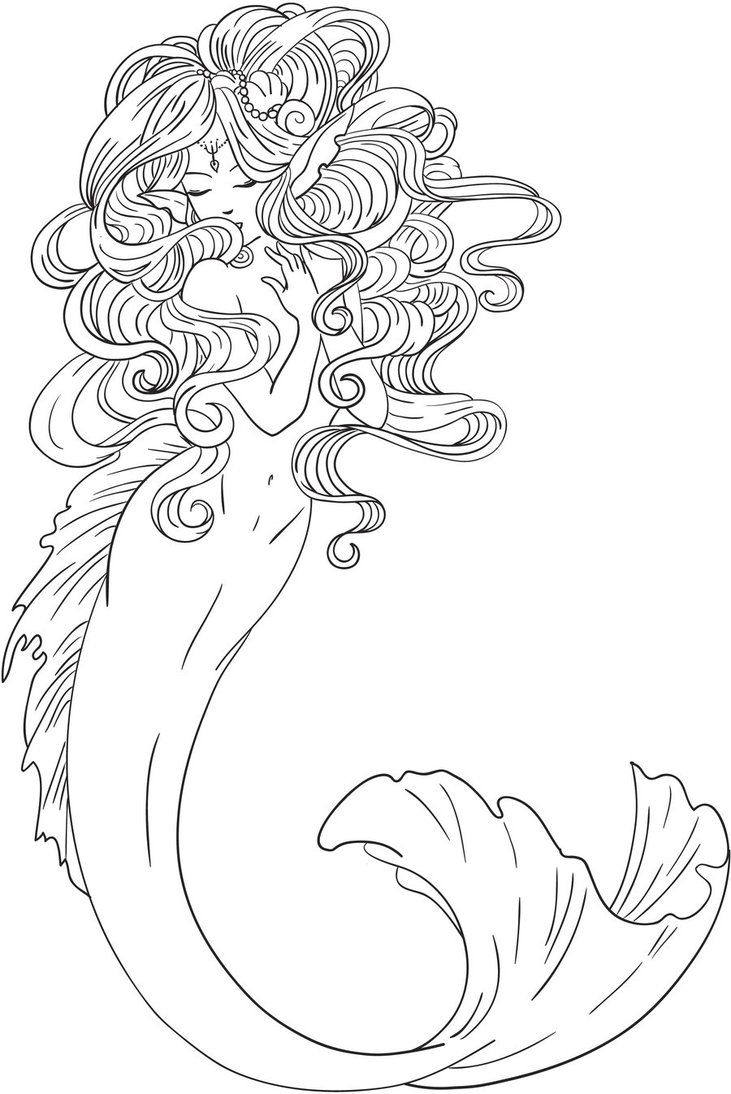 Advanced Mermaid Coloring Pages at GetDrawings.com | Free for personal