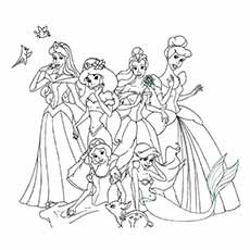 All Disney Princesses Together Coloring Pages at GetDrawings | Free