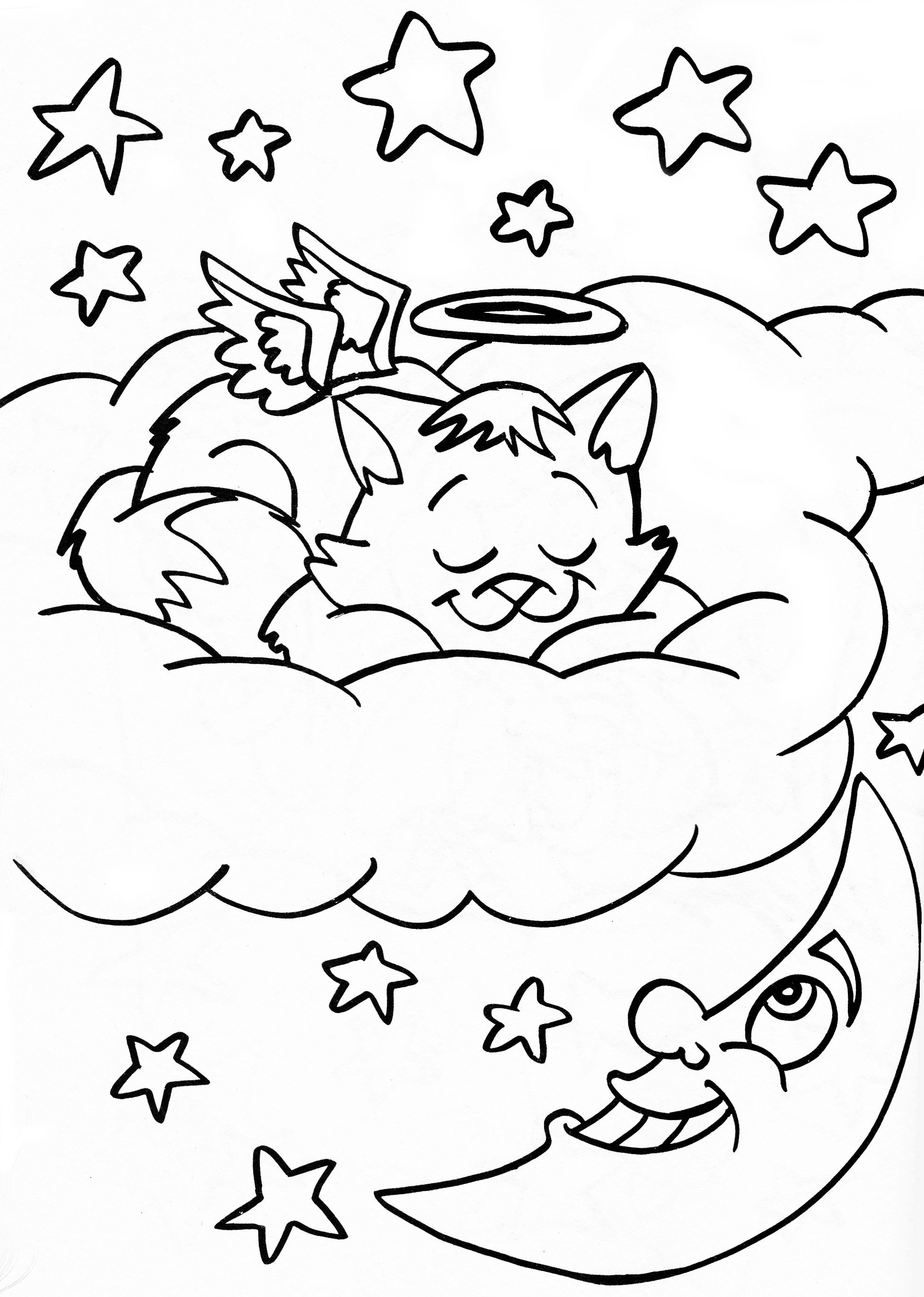 Angel Cat Coloring Pages at GetDrawings | Free download
