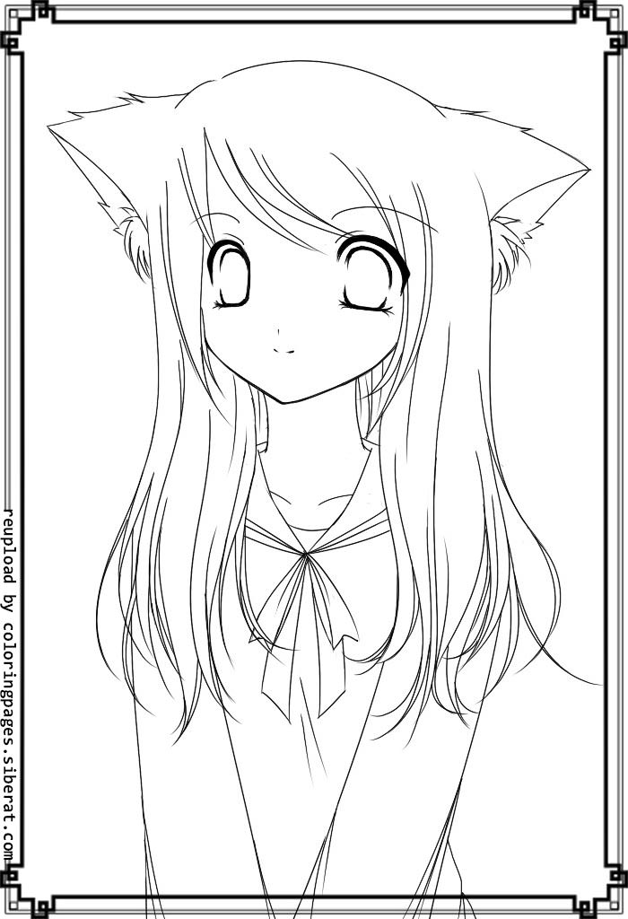 images of a chibi anime cat to color for adults