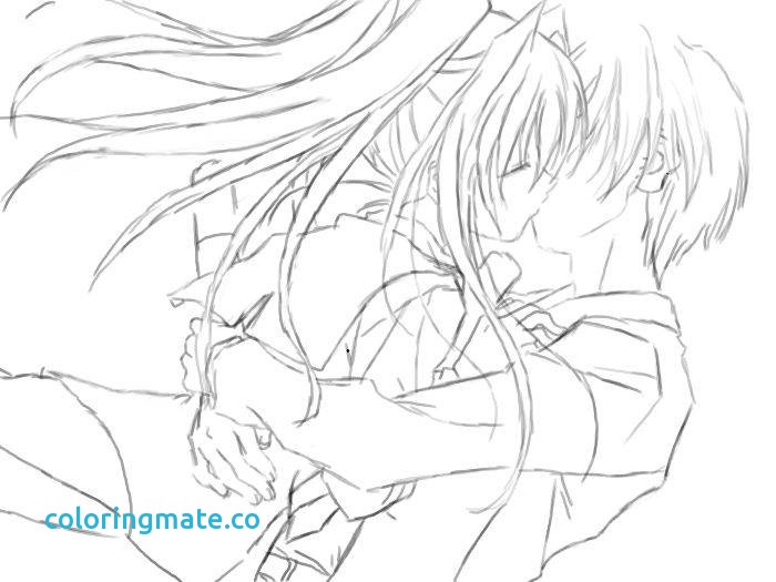 Anime Love Kiss Kiss Coloring Page