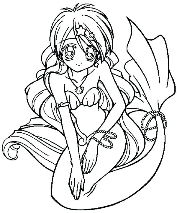 coloring anime mermaid pretty getdrawings getcolorings mermaids cute