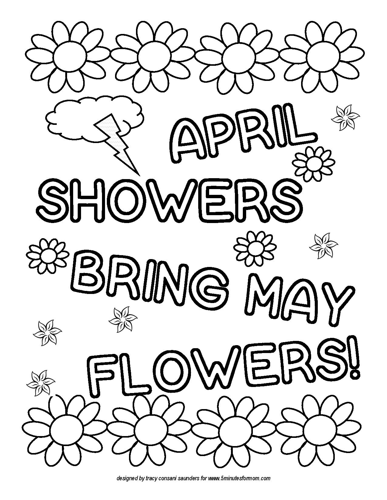 April Showers Bring May Flowers Coloring Page at GetDrawings Free