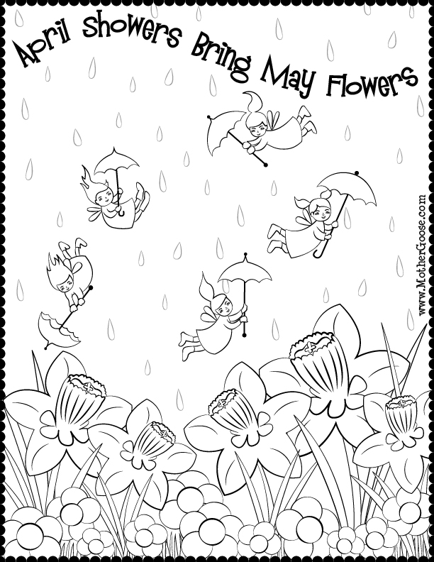 April Showers Bring May Flowers Coloring Page at GetDrawings | Free