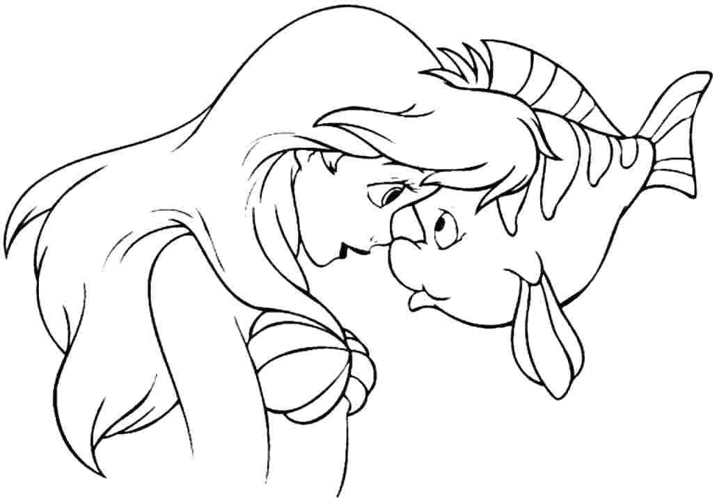 Ariel And Flounder Coloring Pages at GetDrawings.com | Free for