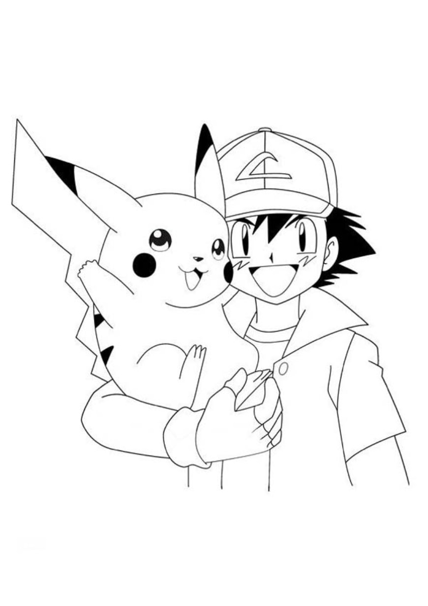 870x1231 Ash And Pikachu Coloring Page Ash And Pikachu Ash.