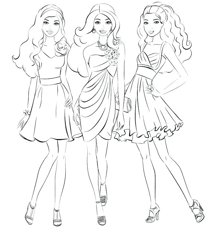dress summer barbie coloring pages