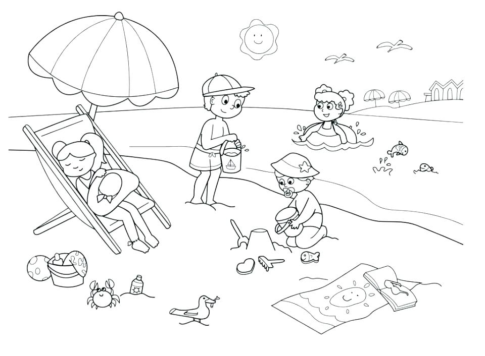 Beach Coloring Pages For Preschool at GetDrawings | Free download