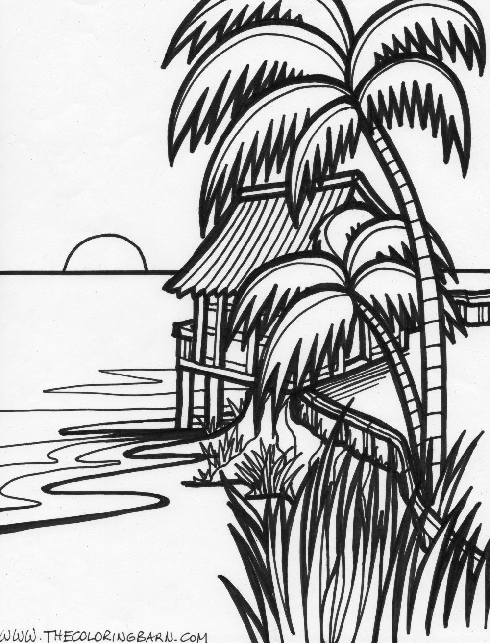 Beach Sunset Coloring Pages At Getdrawings Free Download