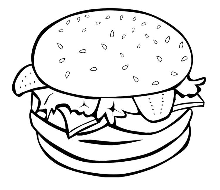 New Cheeseburger Coloring Page for Kindergarten