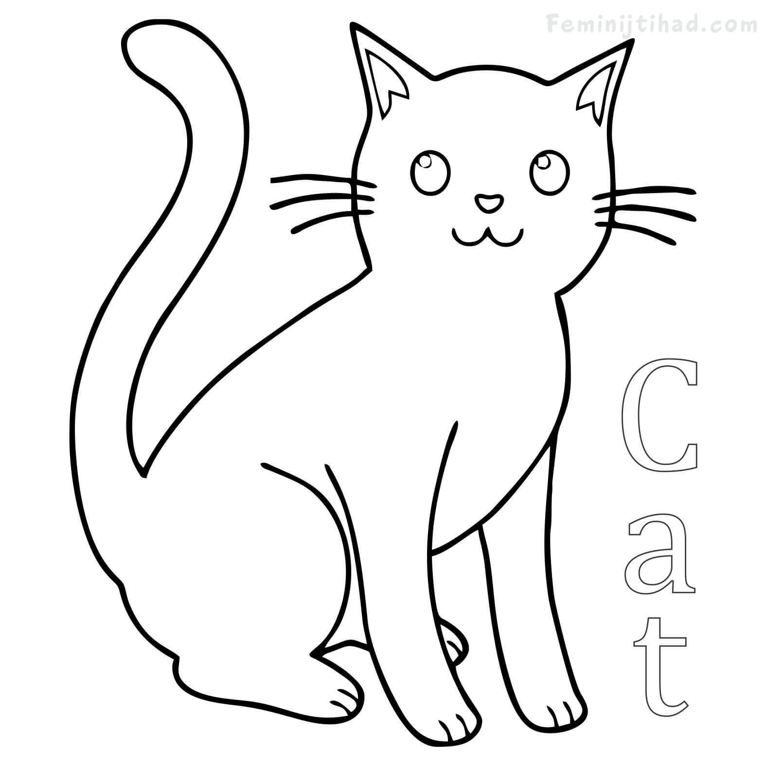 Кот контурный рисунок