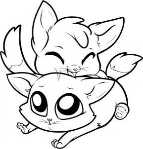 images of a chibi anime animal to color for adults