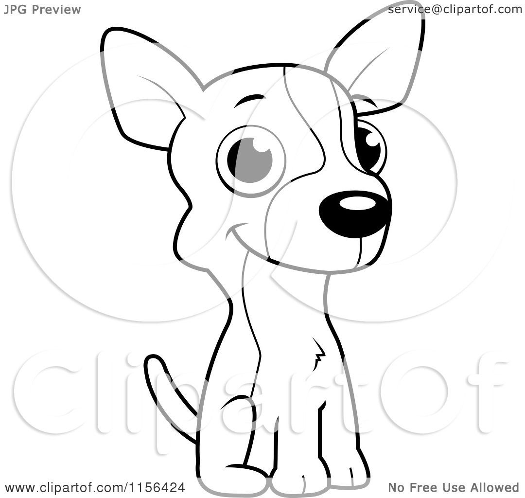 1080x1024 Cartoon Clipart Of A Black And White Cute Little Chihuahua Puppy.