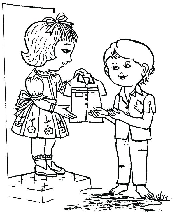 Children Sharing Coloring Page at GetDrawings | Free download