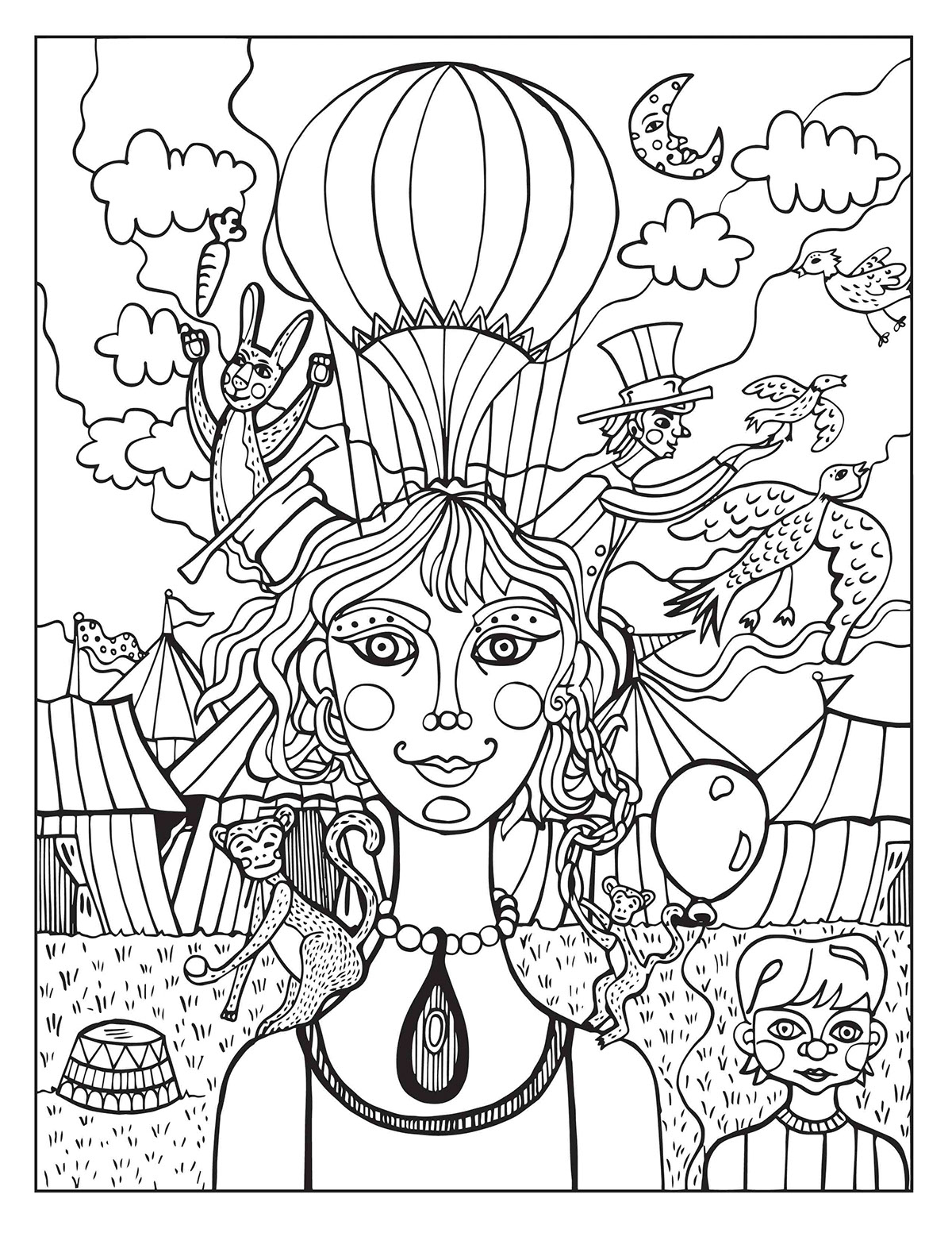 220 Animal Coloring Pages Circus for Adult