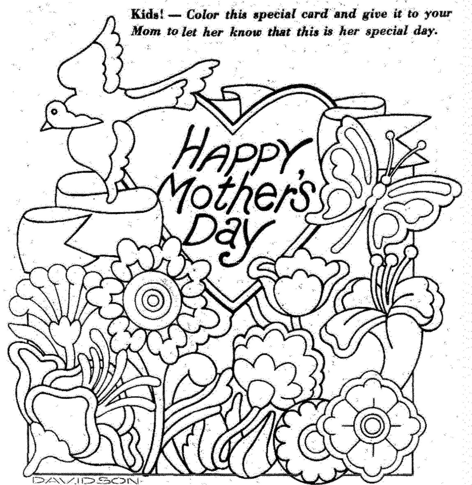 Плакат на день матери раскраска