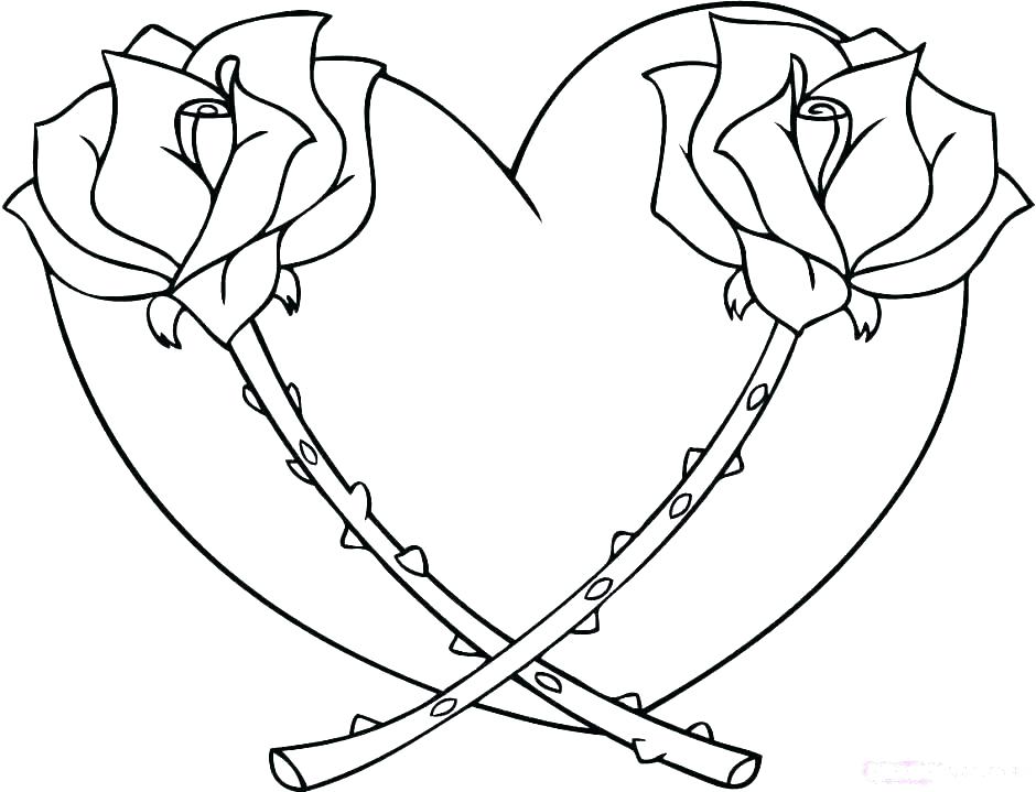 Coloring Pages Of Hearts With Wings And Roses at