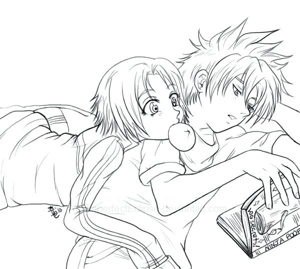600x538 Cute Couple Coloring Pages Interesting Anime Couple Coloring Pa...