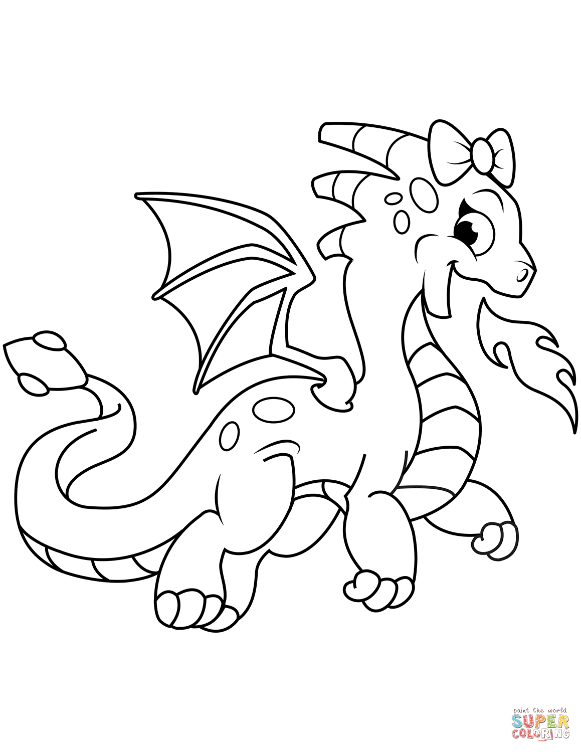 Cute dragon coloring pages step by step