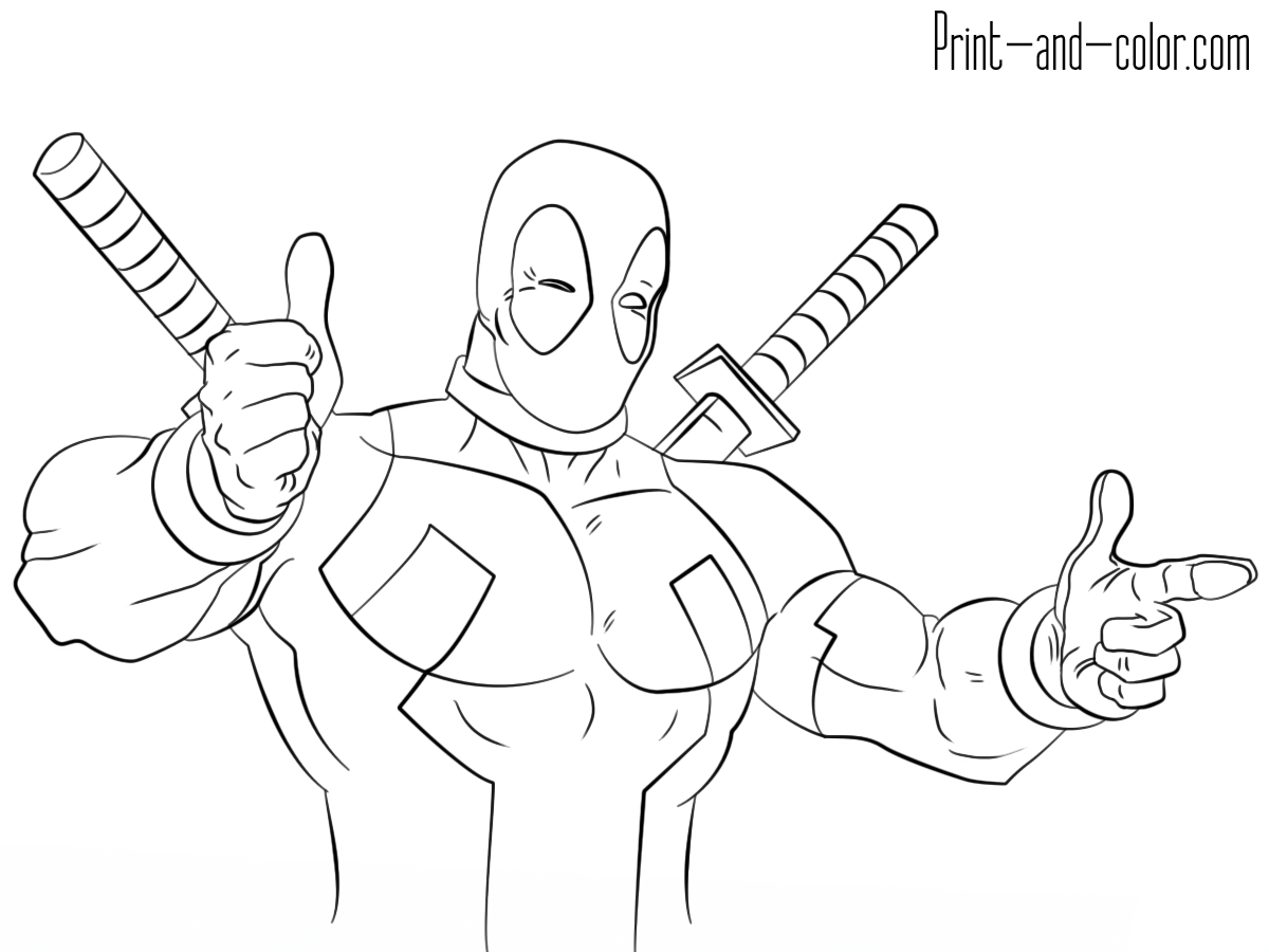 deadpool coloring pages easy