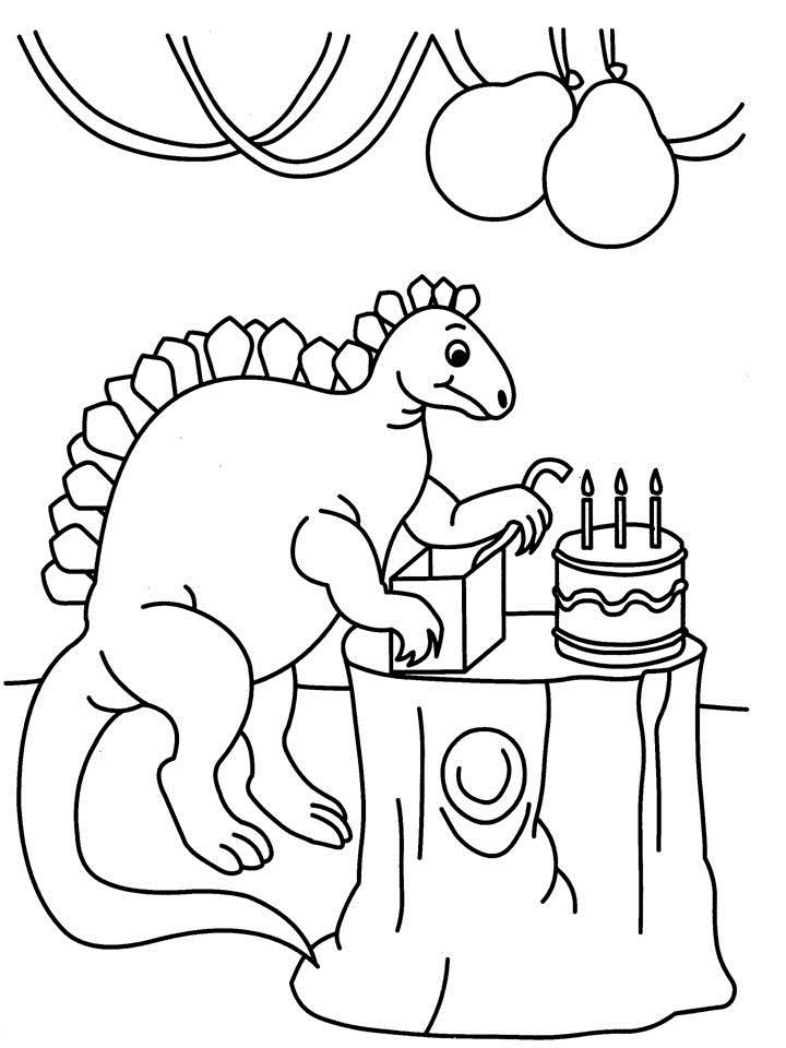 720x960 Dinosaur Birthday Coloring Page.