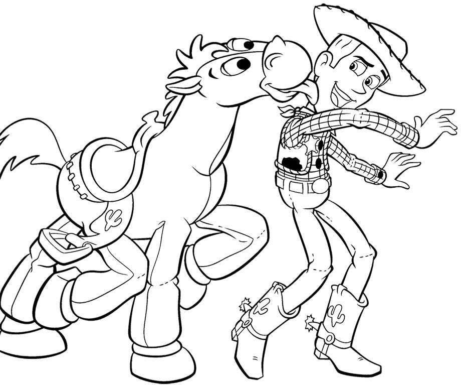 920x767 Sheriff Woody Happy With Horse Toy Story Coloring Pages. 