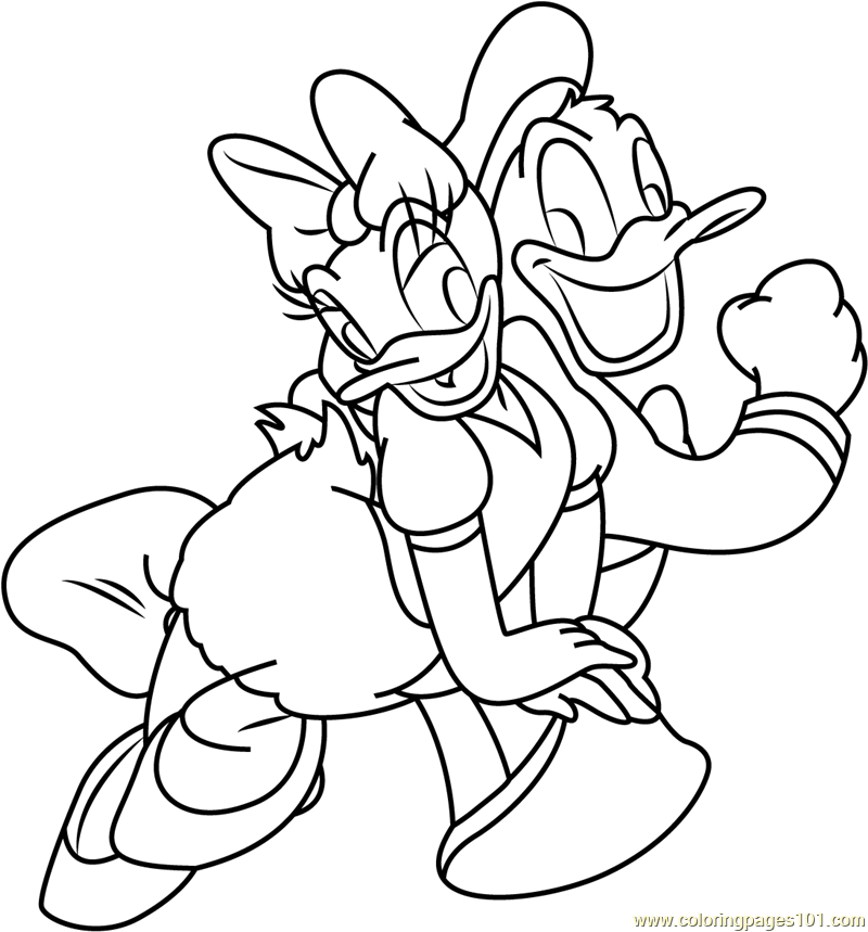 800x859 Daisy Duck And Donald Duck Coloring Page.