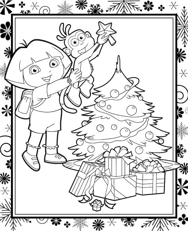 Dora The Explorer Christmas Coloring Pages at GetDrawings | Free download