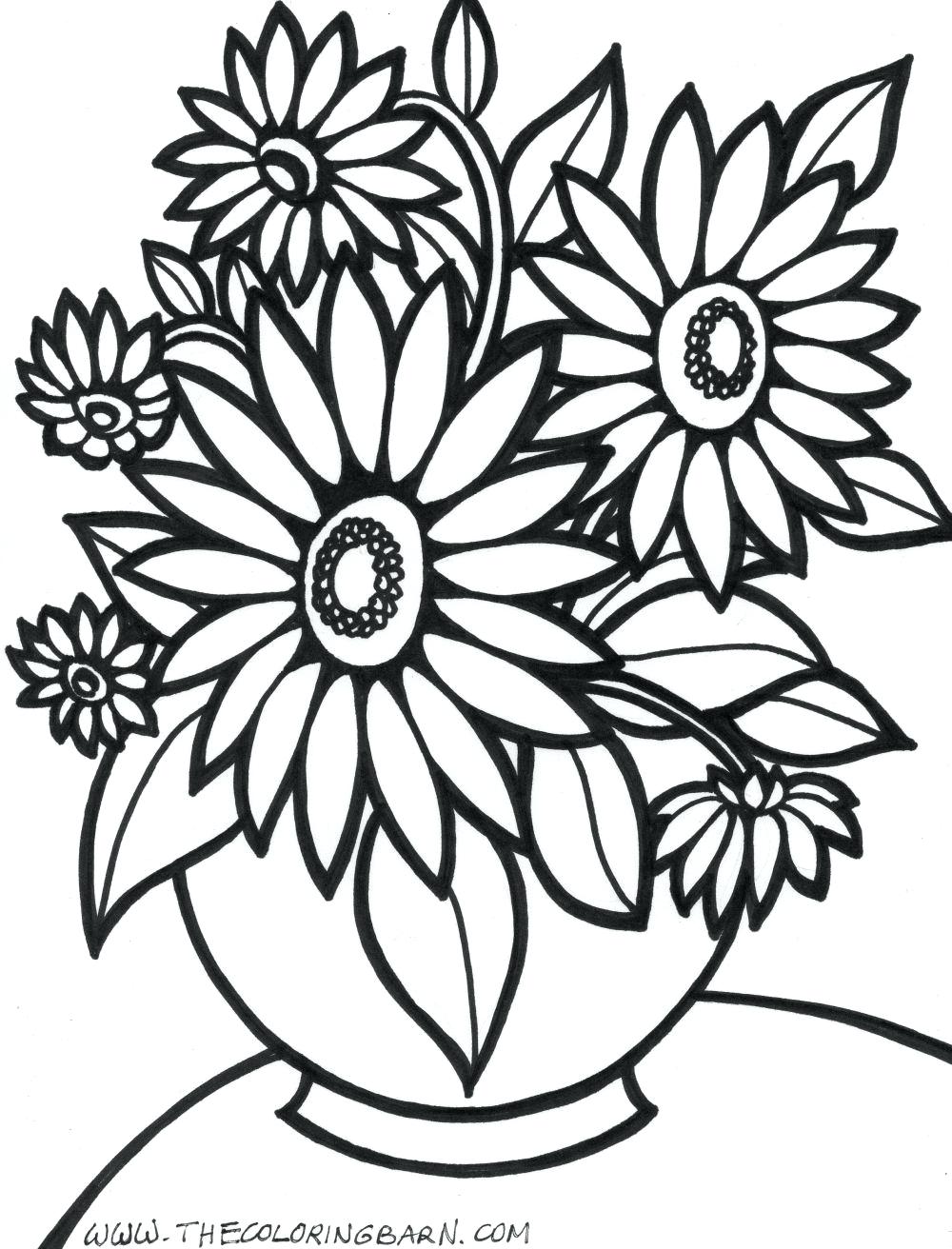 Easy Coloring Pages Of Flowers at GetDrawings | Free download