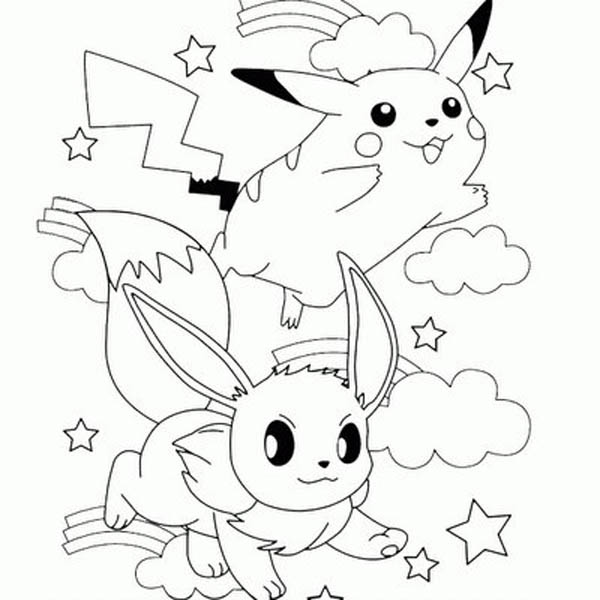 Eevee And Pikachu Coloring Pages At Getdrawings Free Download