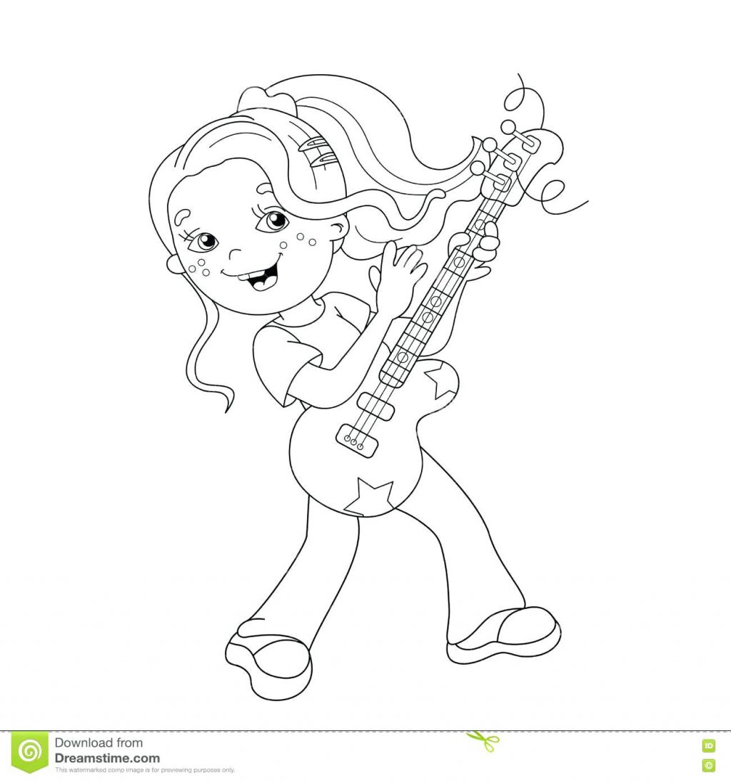 Раскраска Барби с гитарой