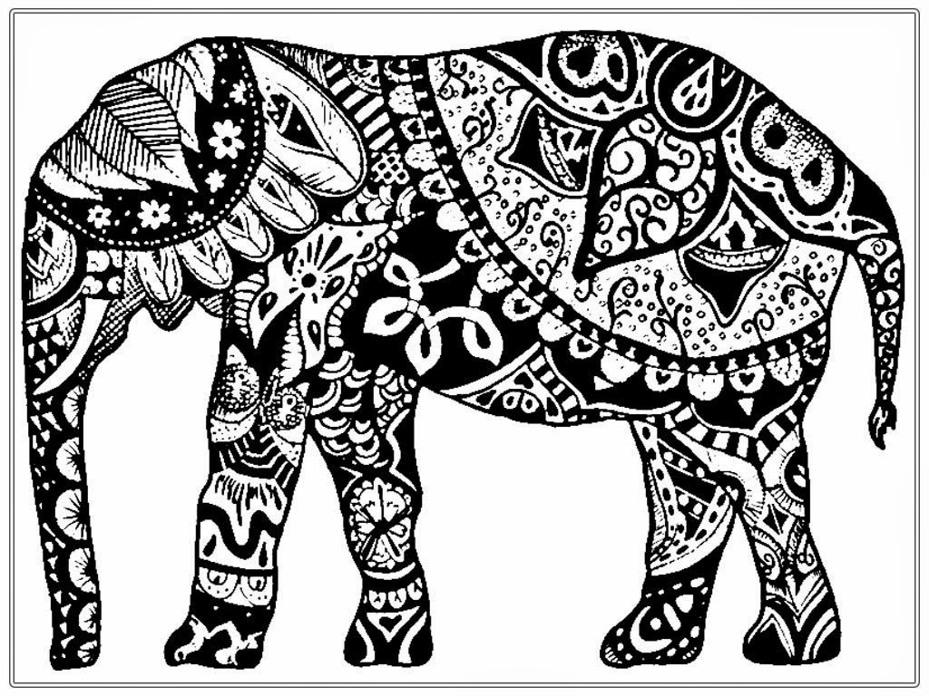 Elephant Zentangle Coloring Pages at GetDrawings | Free download