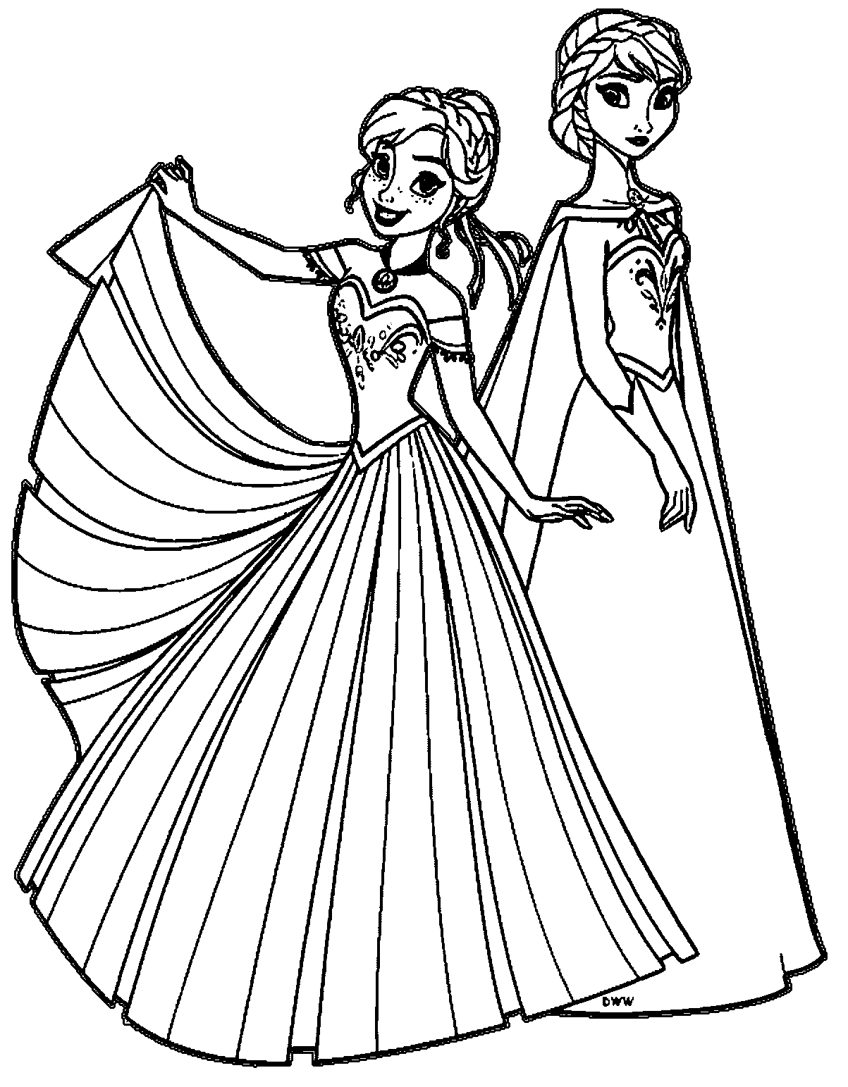 Elsa Anna Coloring Pages at GetDrawings | Free download