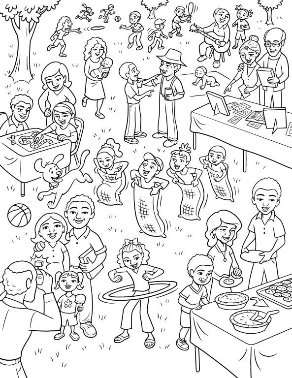 Family reunion coloring pages