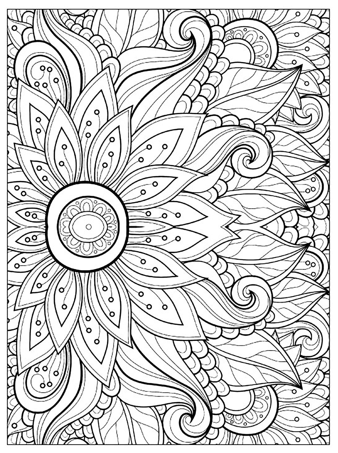Flower Coloring Pages For Adults at GetDrawings | Free ...
