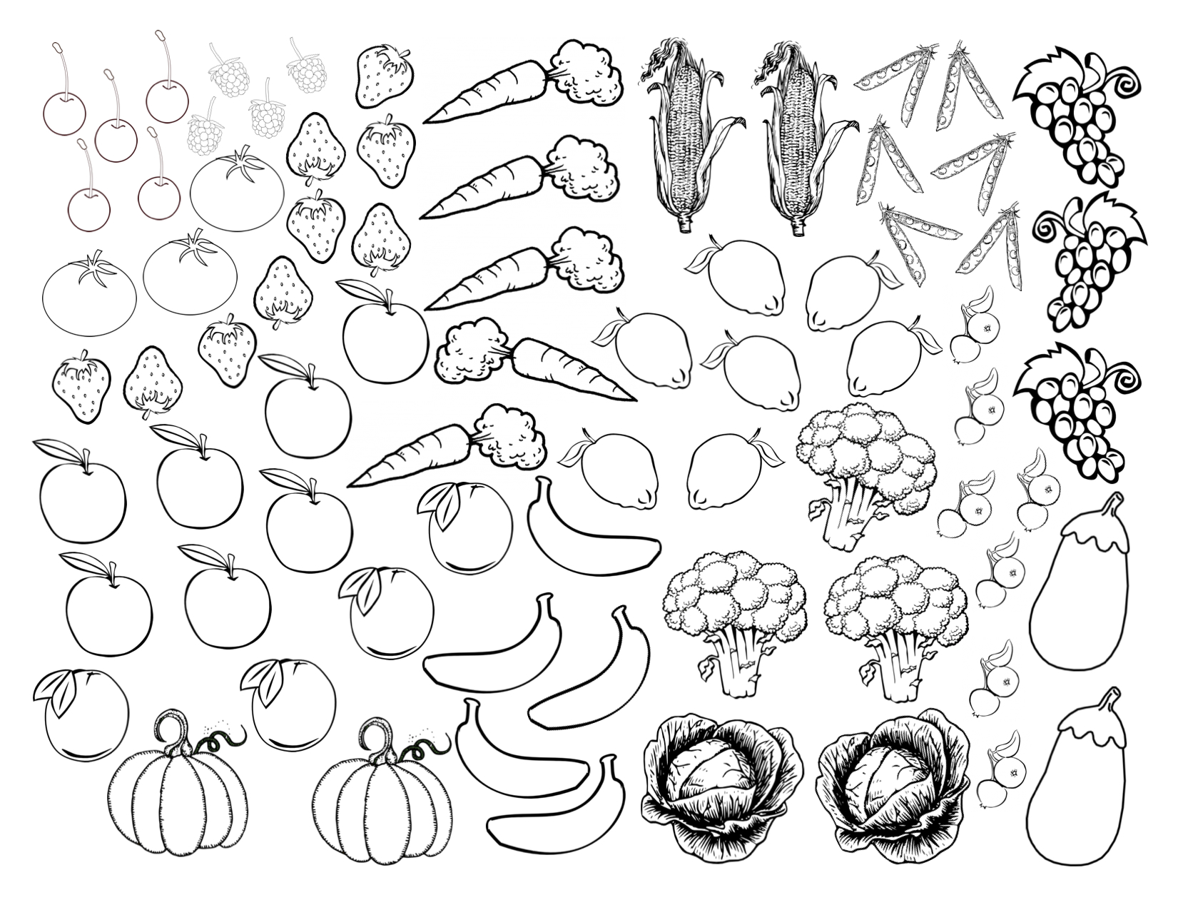 Fruits And Vegetables Coloring Pages For Kids Printable at GetDrawings