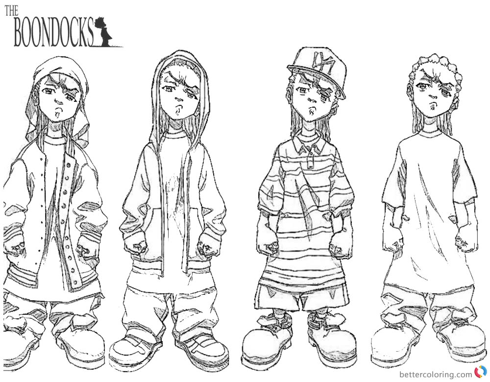 Boondocks Coloring Gangsta Pages Gangster Cartoon Printable 