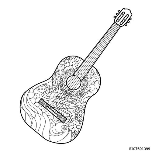Guitar Coloring Pages For Kids : Gritty Guitar Coloring 22 Free Electric Guitar Instrument Coloring