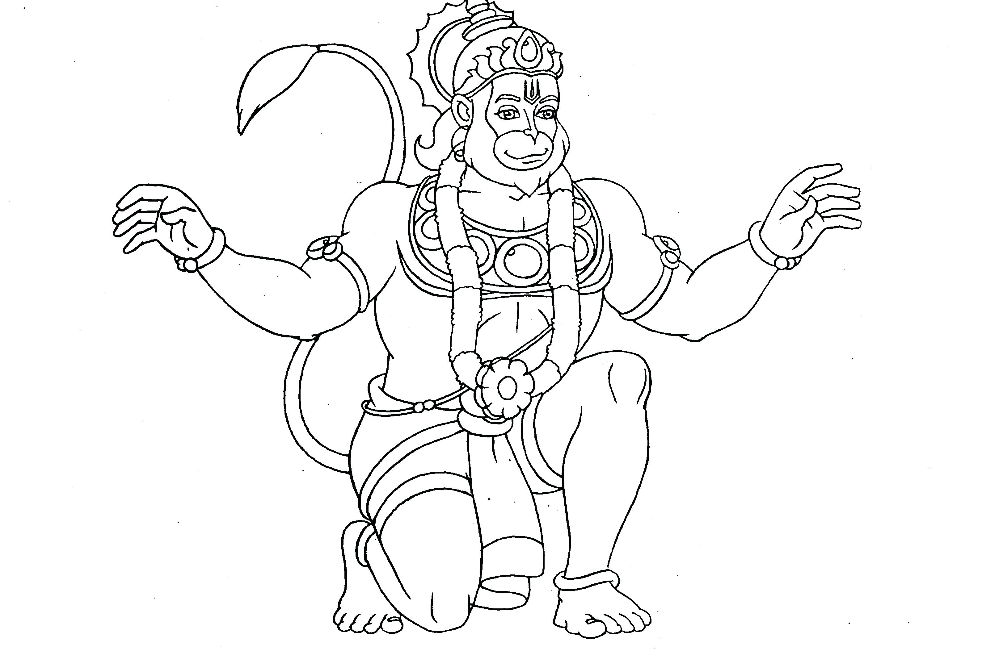 Hanuman Coloring Pages Bal Angry Colouring Sketch Printable Print