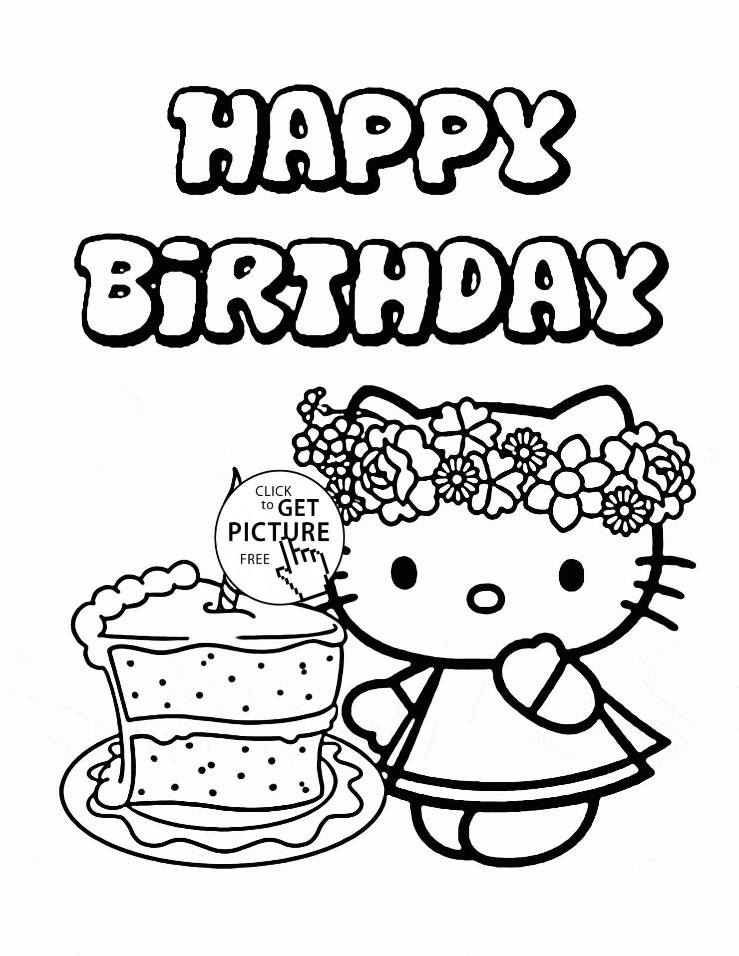 Hello Kitty Happy Birthday Coloring Pages At Getdrawings Free Download