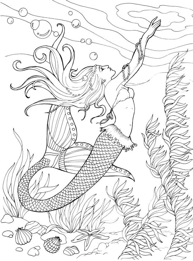 Intricate Mermaid Coloring Pages at GetDrawings | Free download