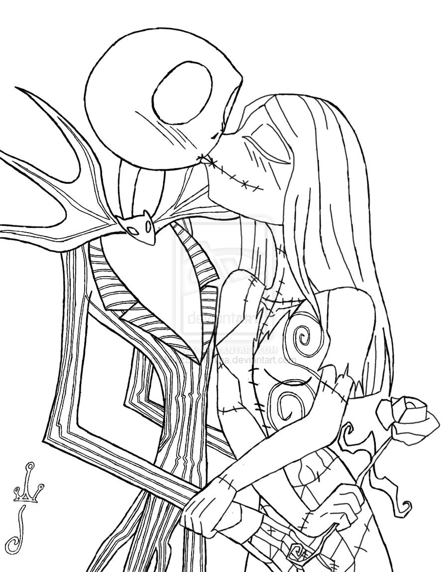 Jack Skellington And Sally Coloring Pages at GetDrawings | Free download